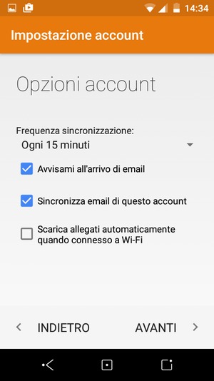 Seleziona AVANTI