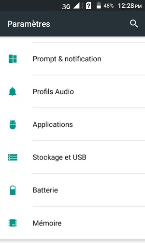 Faites défiler et sélectionnez Batterie 