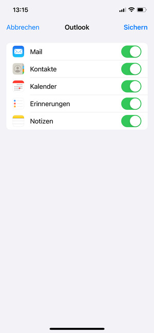 Wählen Sie Sichern