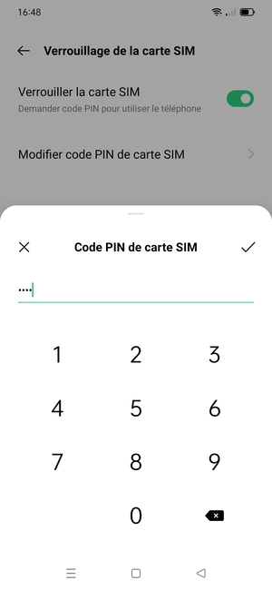 Veuillez confirmer votre nouveau PIN de la carte SIM et sélectionner OK