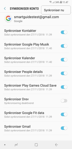 Vælg Synkroniser nu