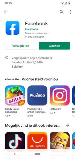 Selecteer Openen