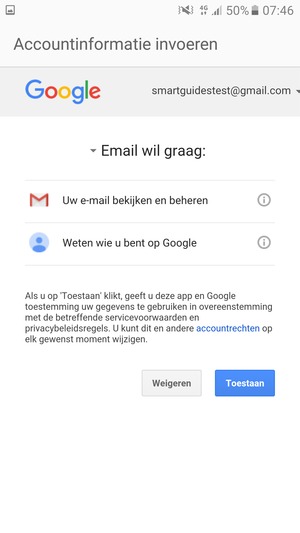 Selecteer Toestaan