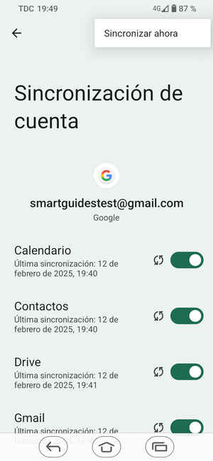 Seleccione Sincronizar ahora