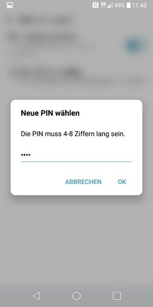 Geben Sie Ihre Neue PIN ein und wählen Sie OK