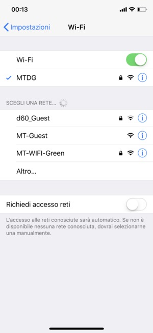 Ora sei connesso alla rete Wi-Fi