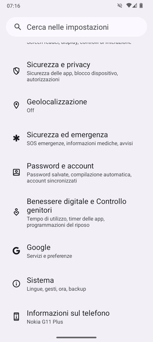 Scorri e seleziona Sicurezza e privacy