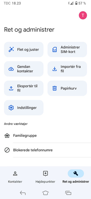 Vælg Administrer SIM-kort
