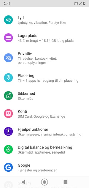 Scroll til og vælg Sikkerhed