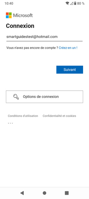 Saisissez votre adresse e-mail et sélectionnez Suivant