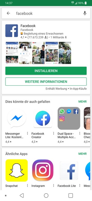 Wählen Sie die App