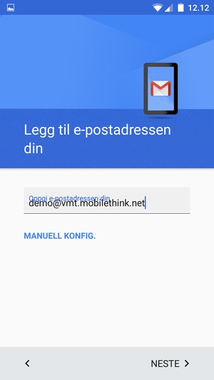 Skriv inn e-postadresse og velg NESTE