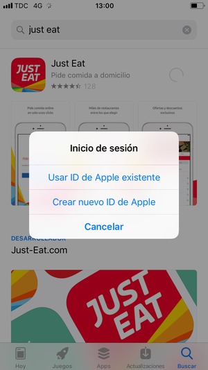 Seleccione Usar ID de Apple existente
