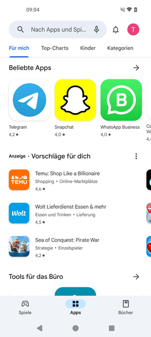Wählen Sie die Suchleiste