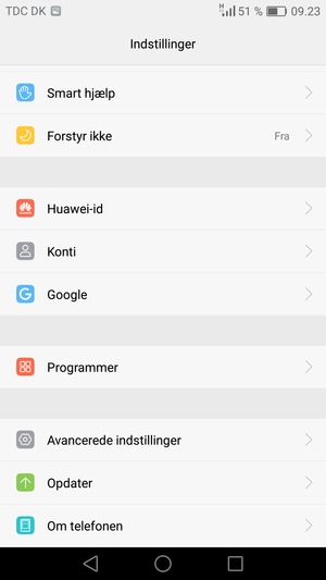 Scroll til og vælg Avancerede indstillinger
