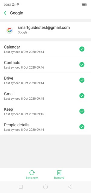 Make sure Contacts is selected and select Sync Now