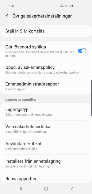 Välj Ställ in SIM-kortslås
