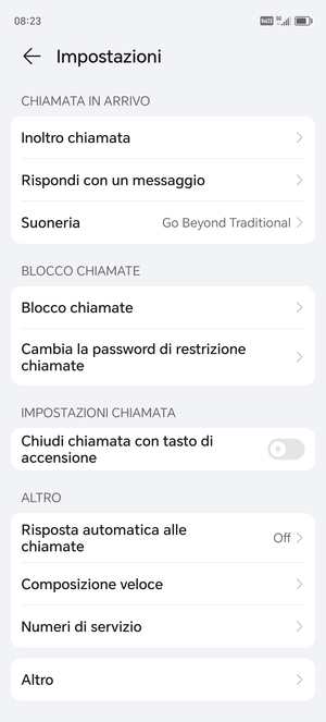 Scorri  e seleziona Altro