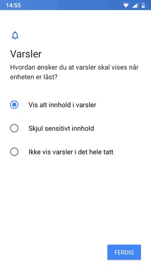 Velg ønsket alternativ og velg FERDIG