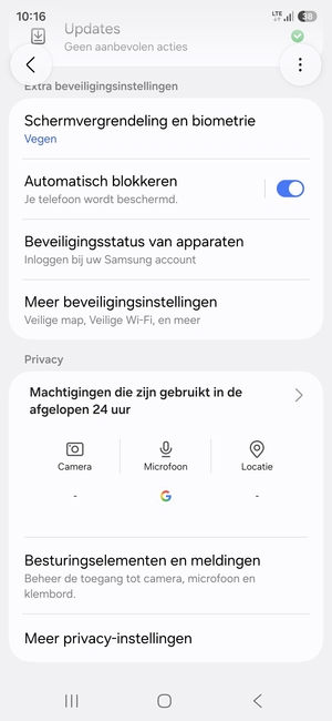 Scroll naar en selecteer Meer beveiligingsinstellingen