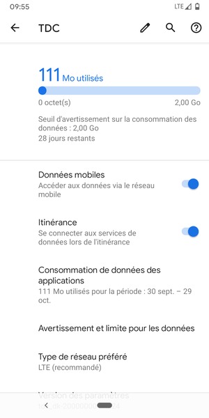 Activer ou désactiver Itinérance