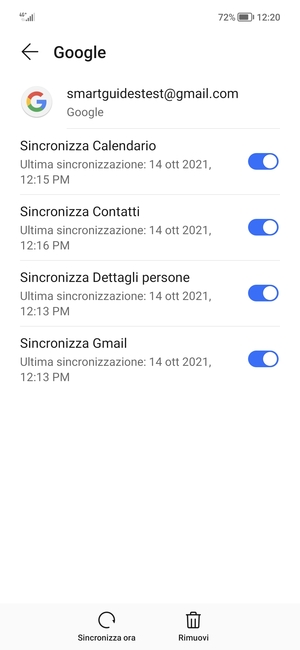 Seleziona Sincronizza ora