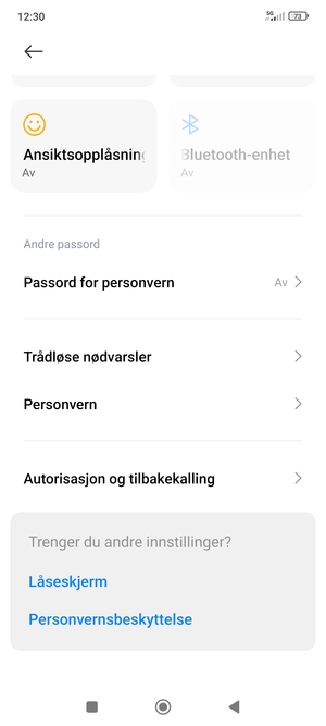 Bla til og velg Personvern