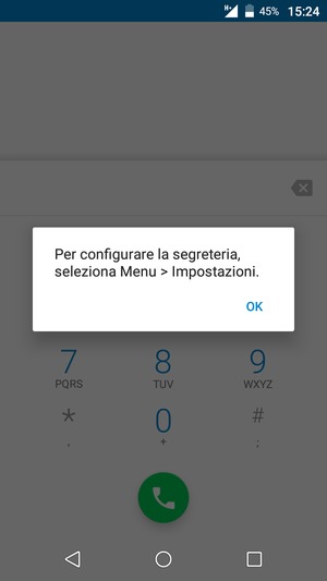 Se la segreteria telefonica non è configurata, seleziona OK