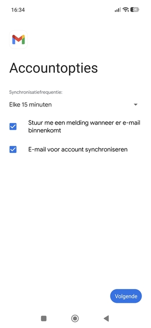 Selecteer Volgende