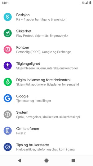 Bla til og velg Sikkerhet