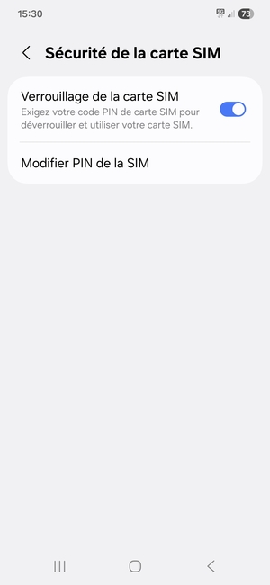 Sélectionnez Modifier PIN de la SIM