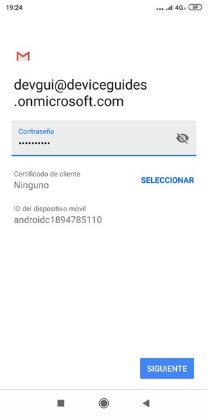 Introduzca su contraseña y seleccione SIGUIENTE