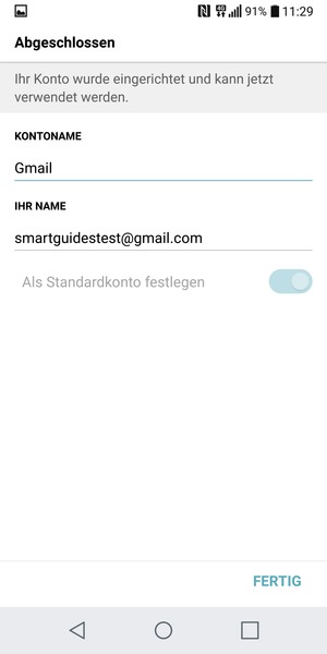 Geben Sie Ihrem Konto einen Namen und geben Sie Ihren Namen ein. Wählen Sie FERTIG