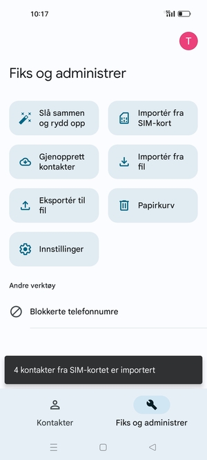 Kontaktene dine blir lagret på din Google-konto og lagret på telefonen din neste gang Google synkroniseres.