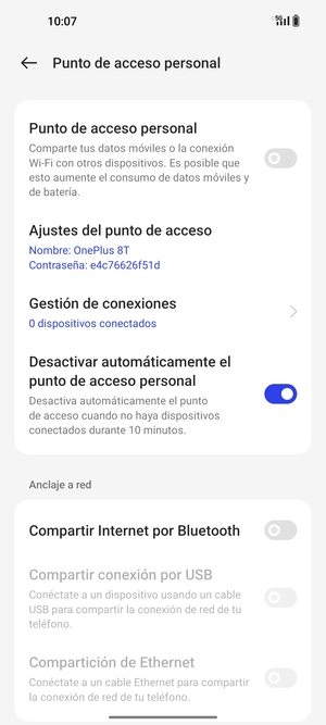 Seleccione Ajustes del punto de acceso