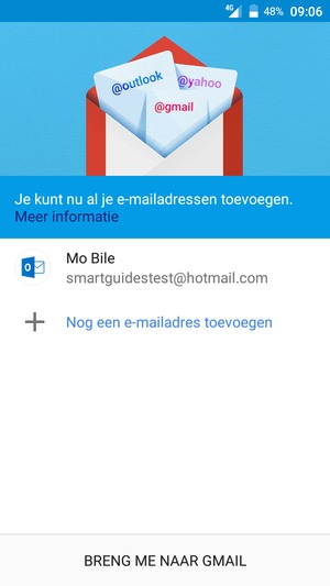 Selecteer BRENG ME NAAR GMAIL