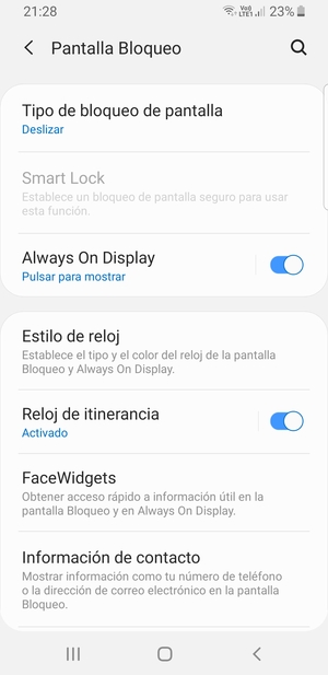 Seleccione Tipo de bloqueo de pantalla
