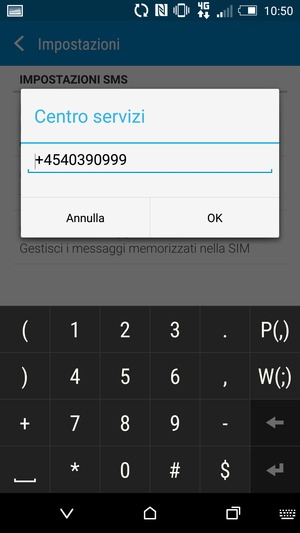 Inserisci il numero di Centro servizi e seleziona OK