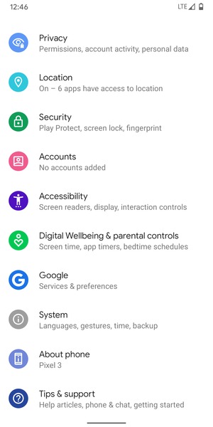 Scroll to and select System