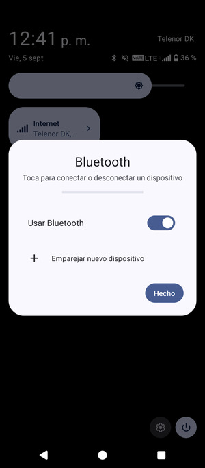 Desactive Usar Bluetooth