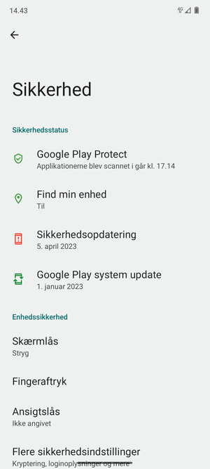 Vælg Skærmlås