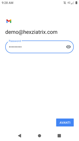 Inserisci la tua password e seleziona AVANTI