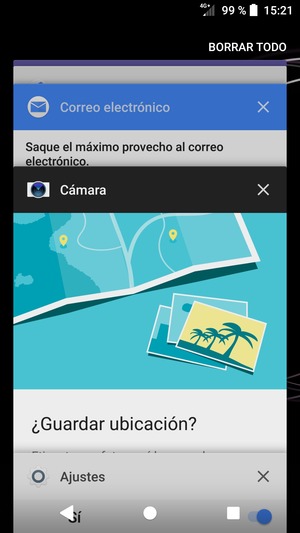 Seleccione BORRAR TODO para cerrar todas las aplicaciones en ejecución