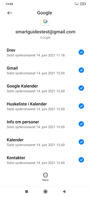 Kontroller at Kontakter er valgt