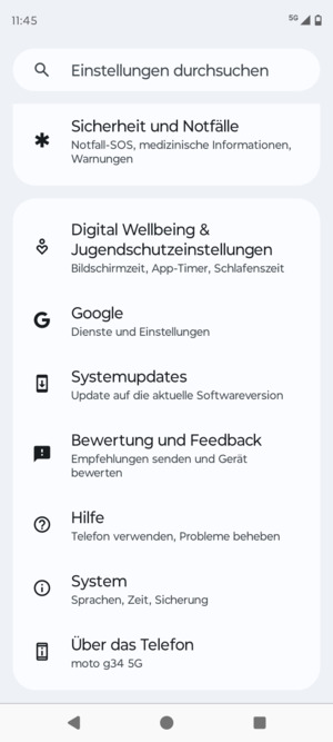 Scrollen Sie und wählen Sie Systemupdates
