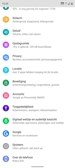 Scroll naar en selecteer Beveiliging