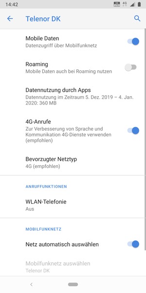 Schalten Sie Netz automatisch auswählen aus