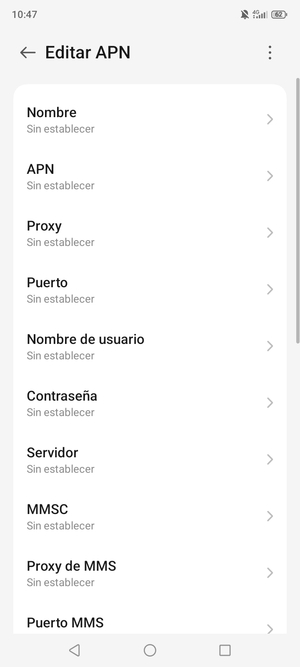 Introduzca la información de Internet