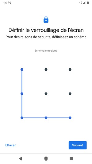 Dessinez un motif de déverrouillage et sélectionnez Suivant