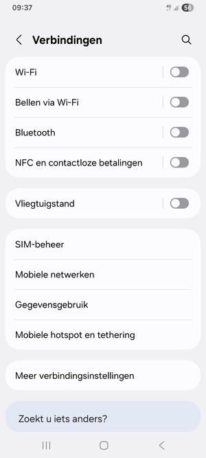 Selecteer Mobiele netwerken